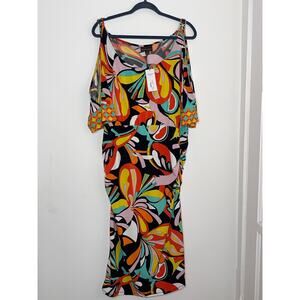 Bold Elements Multicolor Mid Sleeve Midi Dress Size: XL MSRP: $78